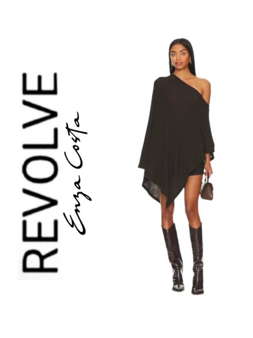 NWT Revolve x Enza Costa Cashmere Poncho in Dark Brown